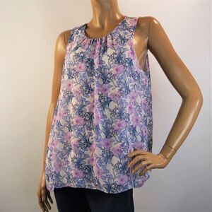 Vince Camuto Women Top Floral Multicolor Sleeveless Lined Sz Large